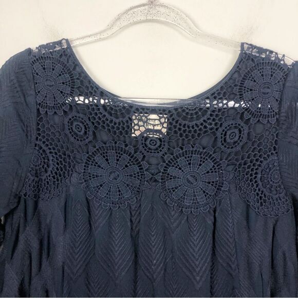 ANTHROPOLOGIE | HOLDING HORSES Augusta Navy Blue Crochet Dress Women’s Size XS - Picture 5 of 11